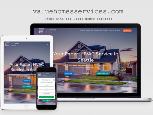 Business card website for Value Homes Services