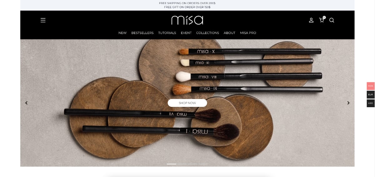 Online store of makeup brushes — Misastore.com 2