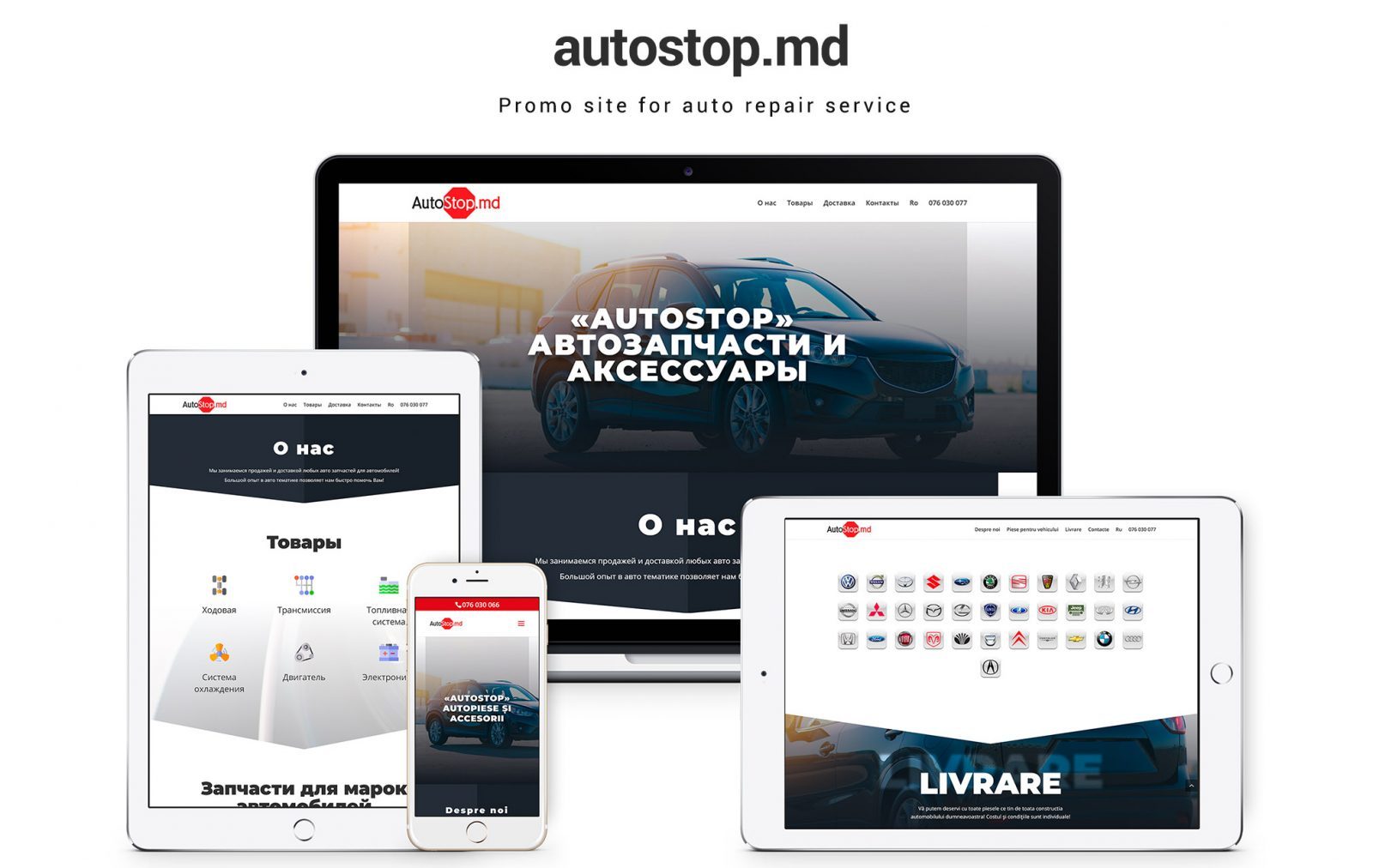 Site web pentru cărți de vizită pentru service auto - AutoStop Moldova 1