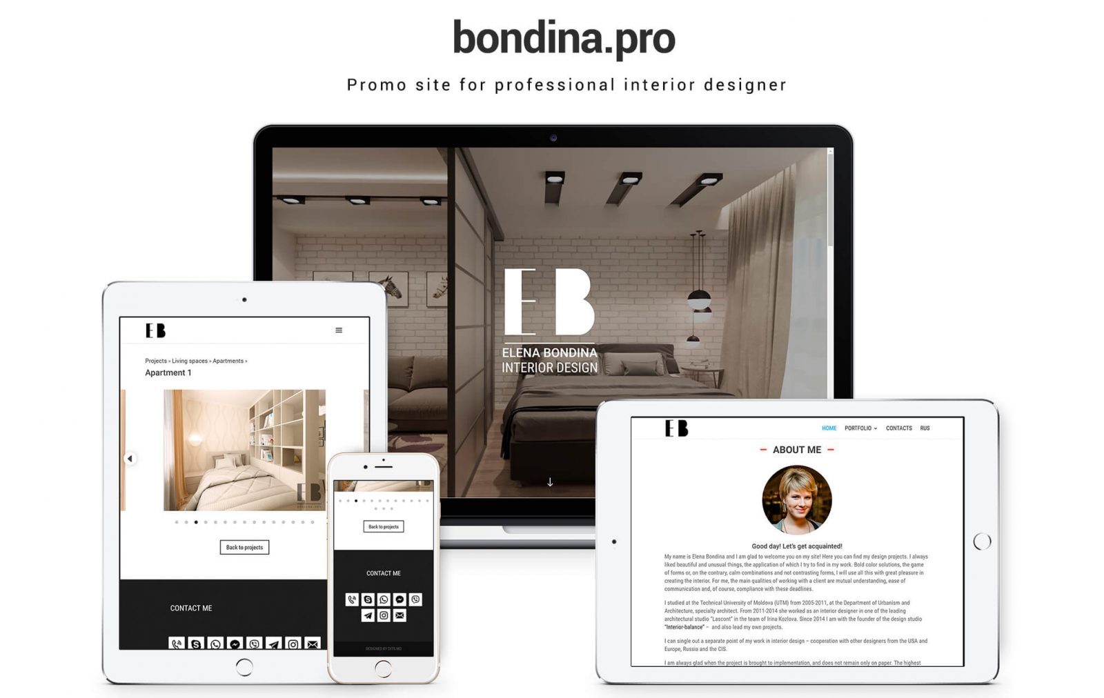 Website for the professional designer Elena Bondina