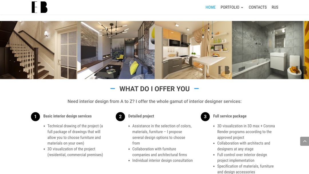 Site web portofoliu pentru designer de interior 4