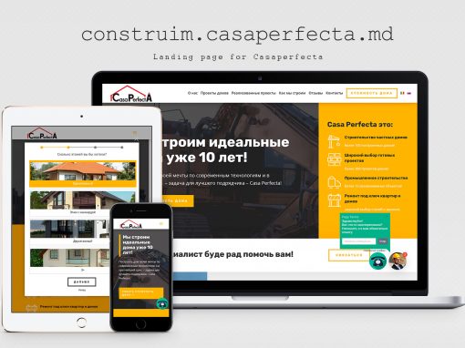 Landing page pentru o companie de construcții
