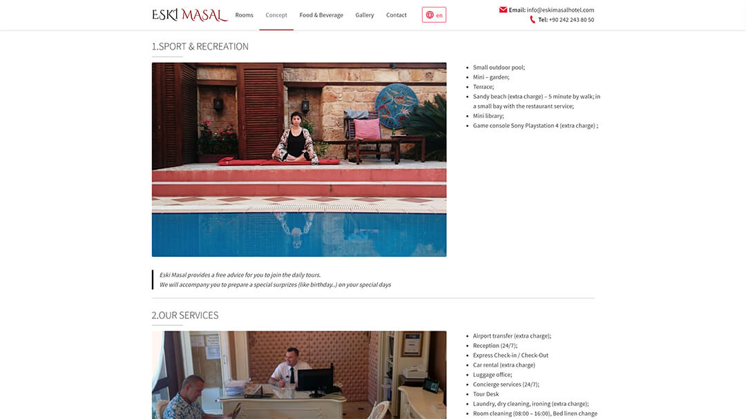 Redesign site-ul hotelului Eski Masal - 100% adaptabilitate și o creștere a vitezei de la 8 la 2s! opt