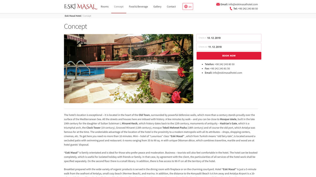 Redesign site-ul hotelului Eski Masal - 100% adaptabilitate și o creștere a vitezei de la 8 la 2s! 7