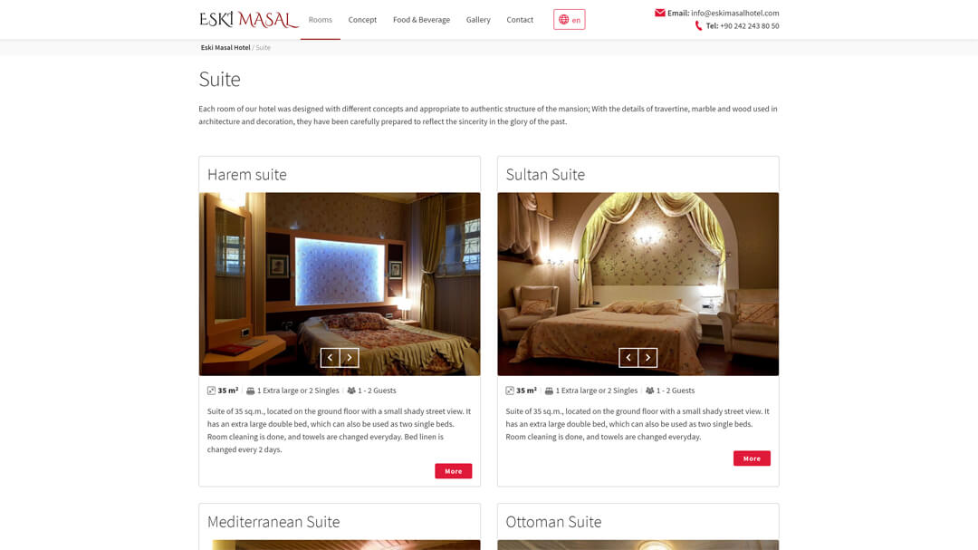 Redesign site-ul hotelului Eski Masal - 100% adaptabilitate și o creștere a vitezei de la 8 la 2s! patru