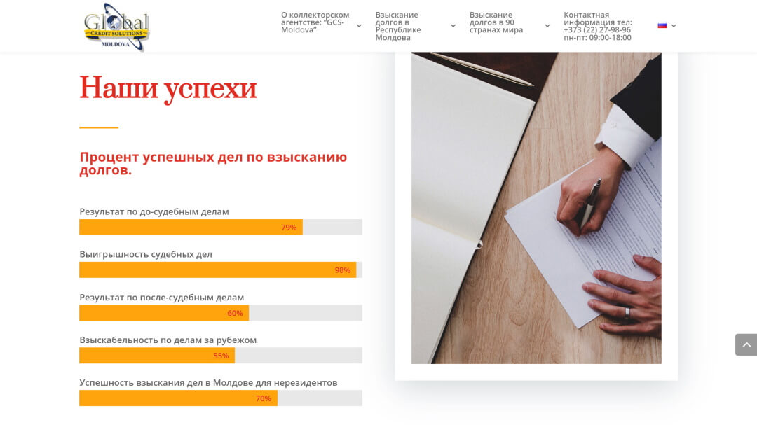 Reproiectarea site-ului web al agenției de colectare GCS-Moldova 7