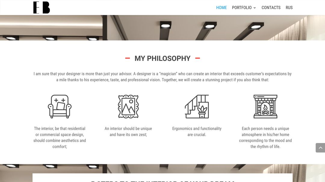 Site web portofoliu pentru designer de interior 5