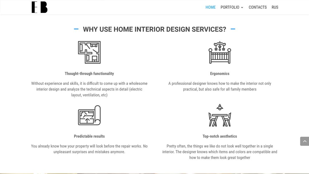 Site web portofoliu pentru designer de interior 6