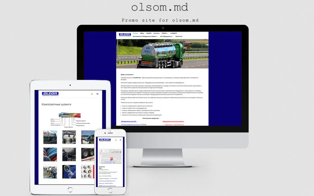 Site-ul companiei comerciale Olsom