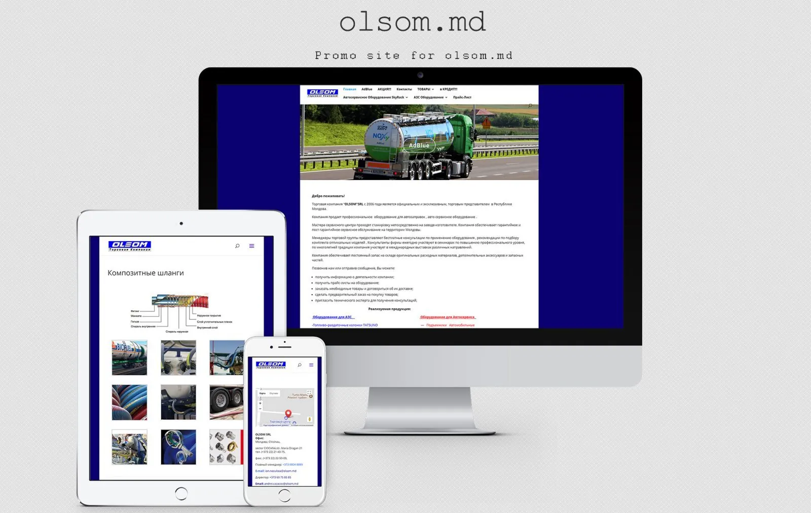 Site-ul companiei comerciale Olsom 1