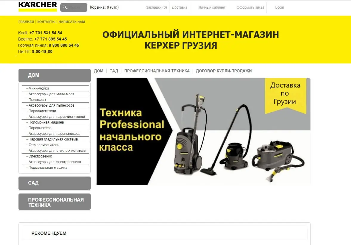 Alteration of the online store Karcher Georgia 2