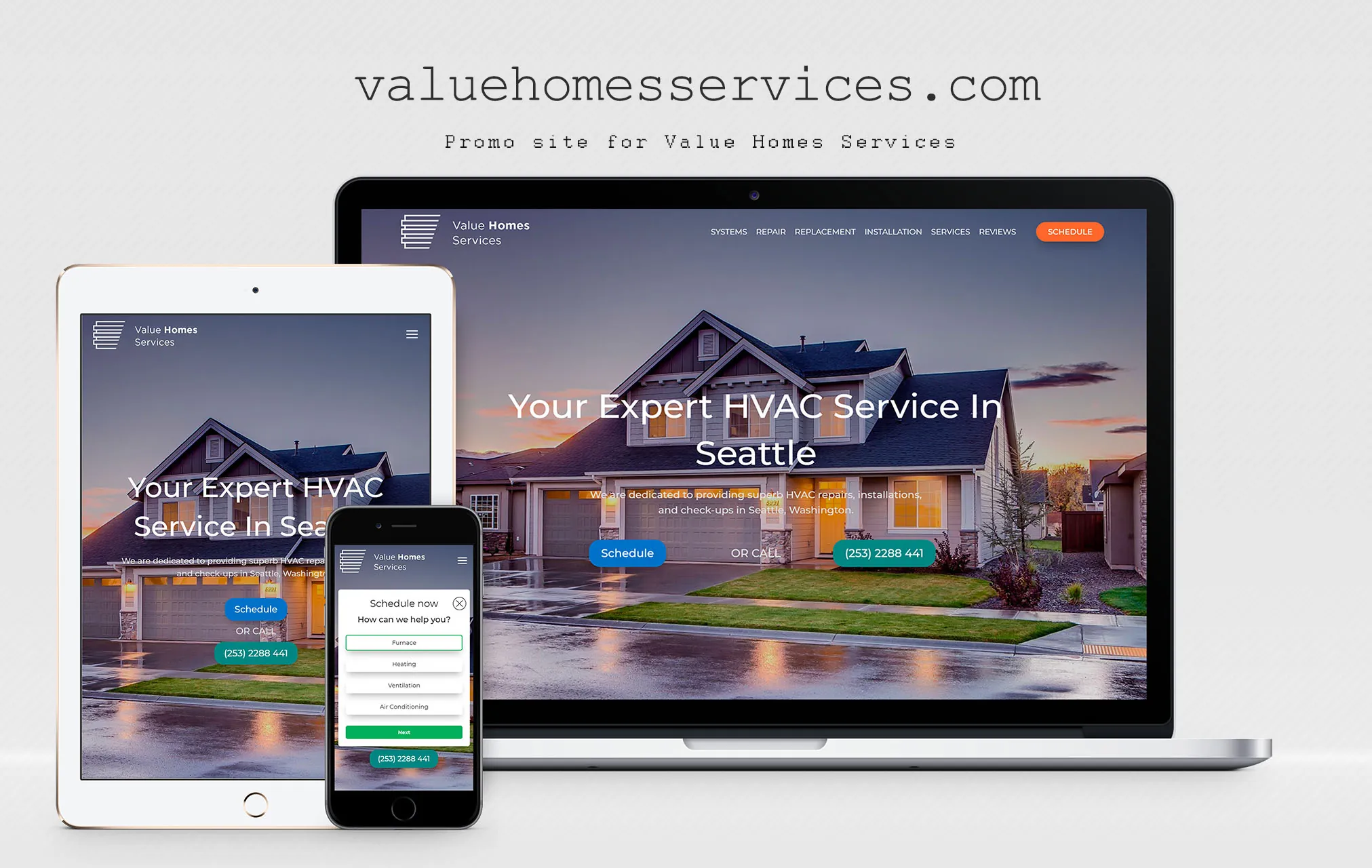 Business card website for Value Homes Services 1