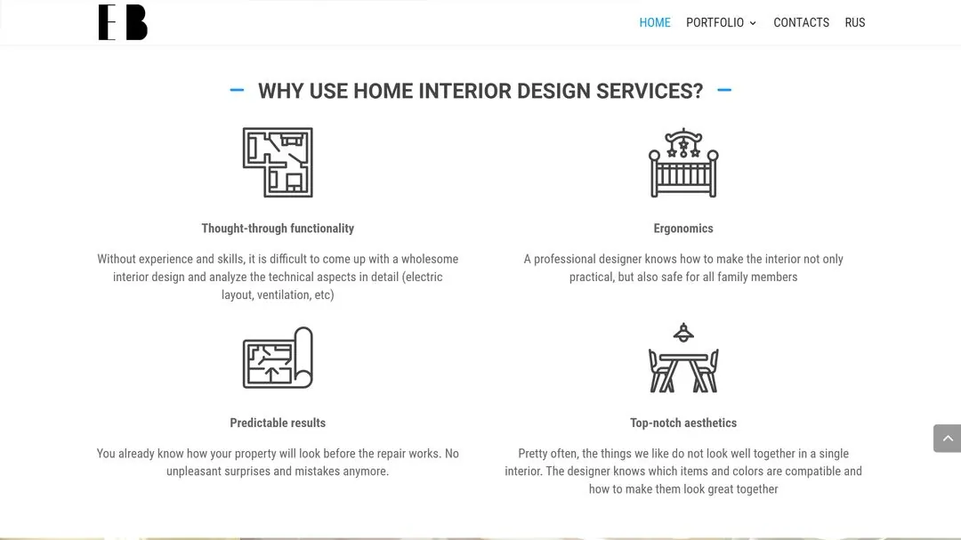 Portfolio website for interior designer 6
